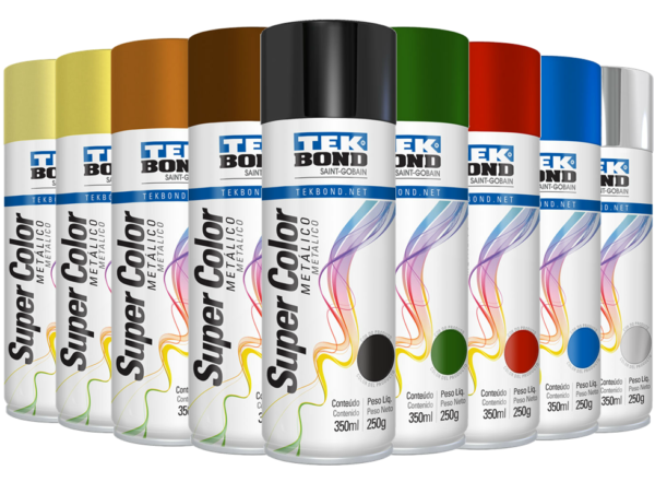 Tinta Spray Metálico Cromato-Prata-Ouro-Dourado 350Ml Tekbond