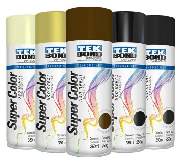 Tinta Spray Preto-Marron-Bege-Dourado 350Ml Tekbond